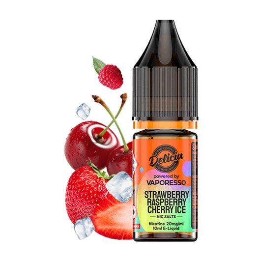 Deliciu Nic Salts - Strawberry Raspberry Cherry Ice 10ml